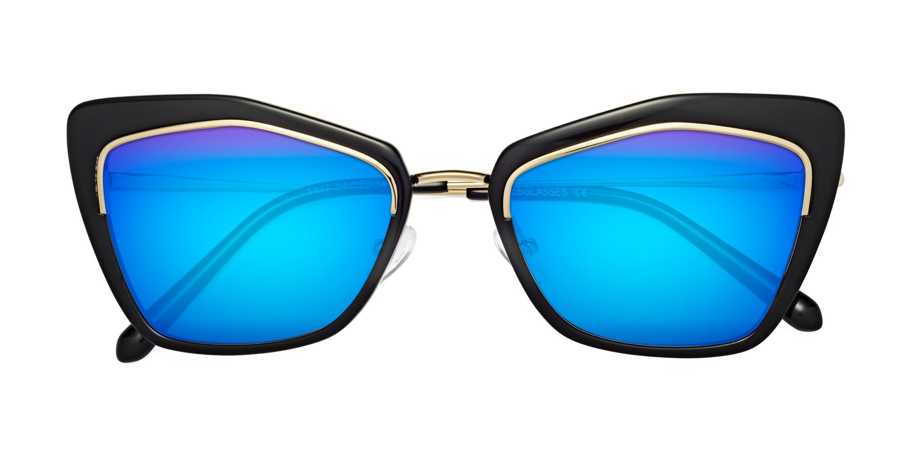 Folded Front of Lasso in Black with Blue Mirrored Lenses