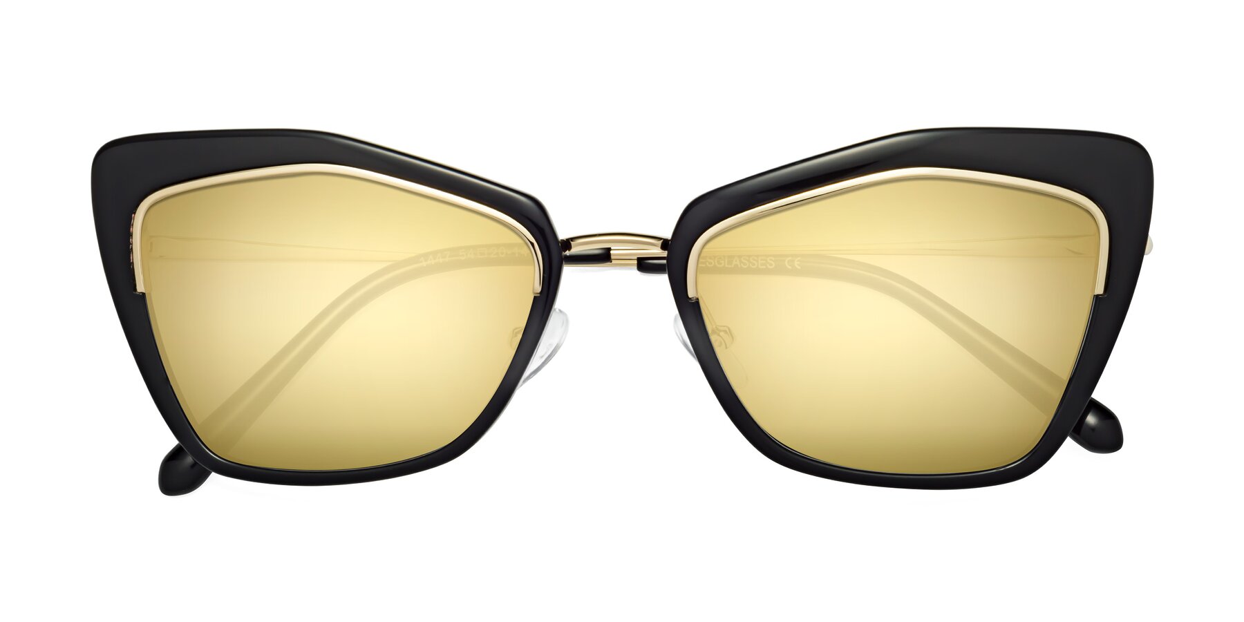 Folded Front of Lasso in Black with Gold Mirrored Lenses