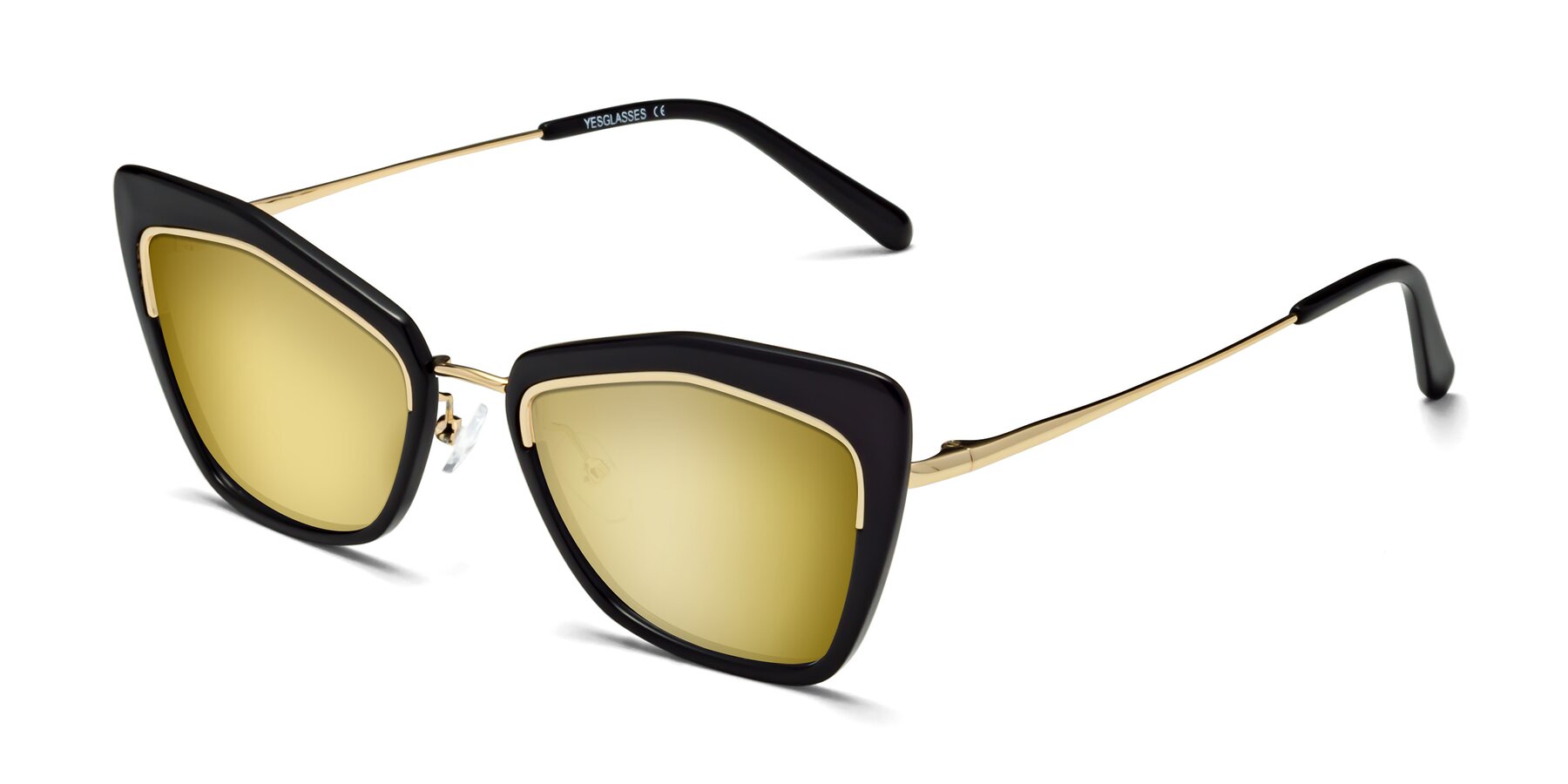 Angle of Lasso in Black with Gold Mirrored Lenses