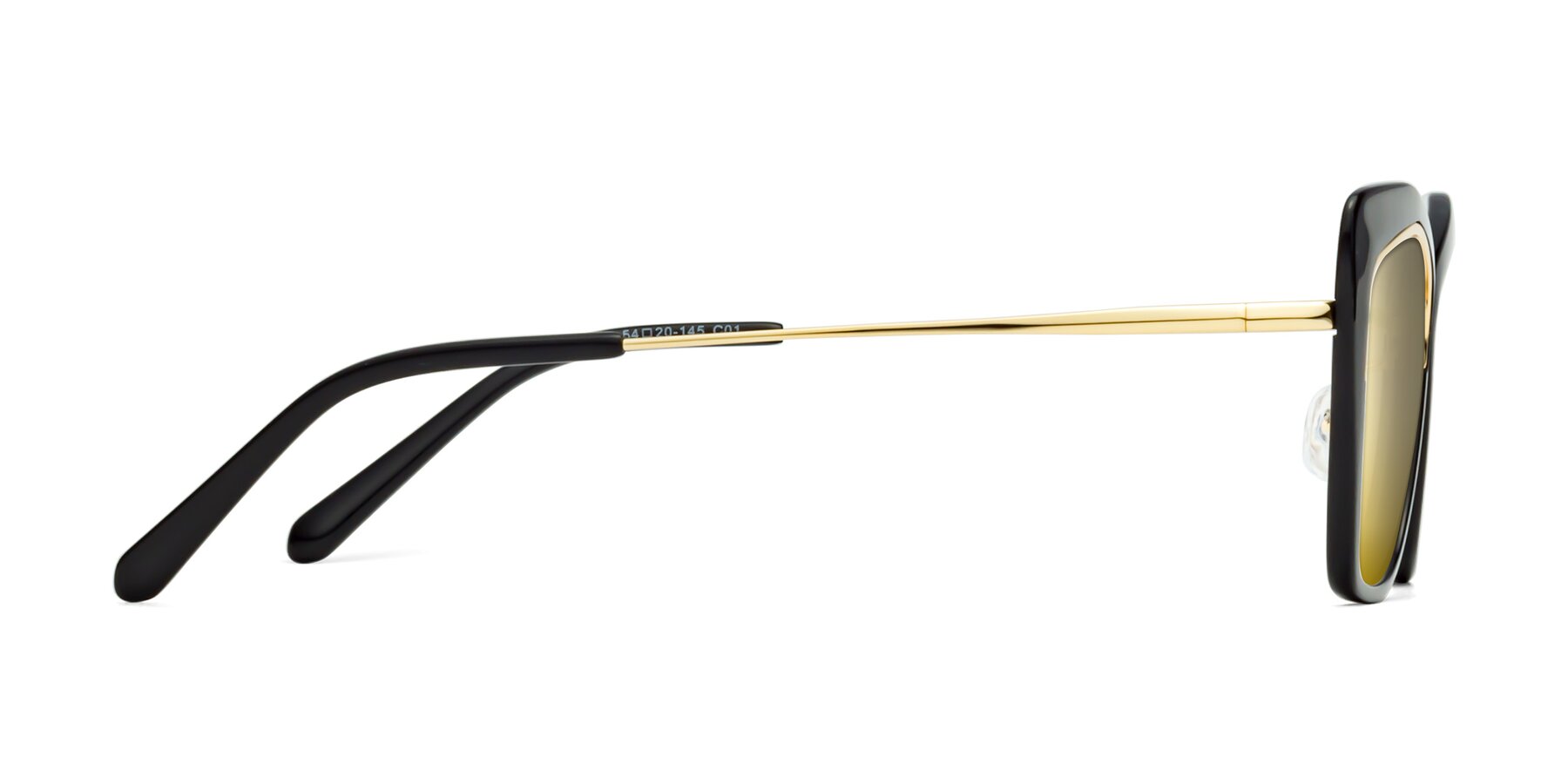 Side of Lasso in Black with Gold Mirrored Lenses