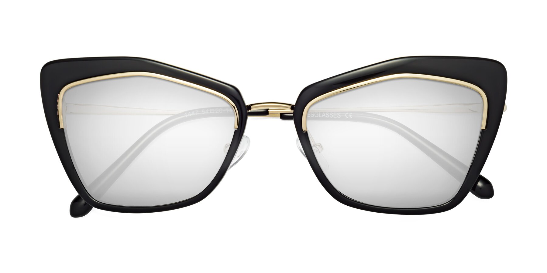 Folded Front of Lasso in Black with Silver Mirrored Lenses