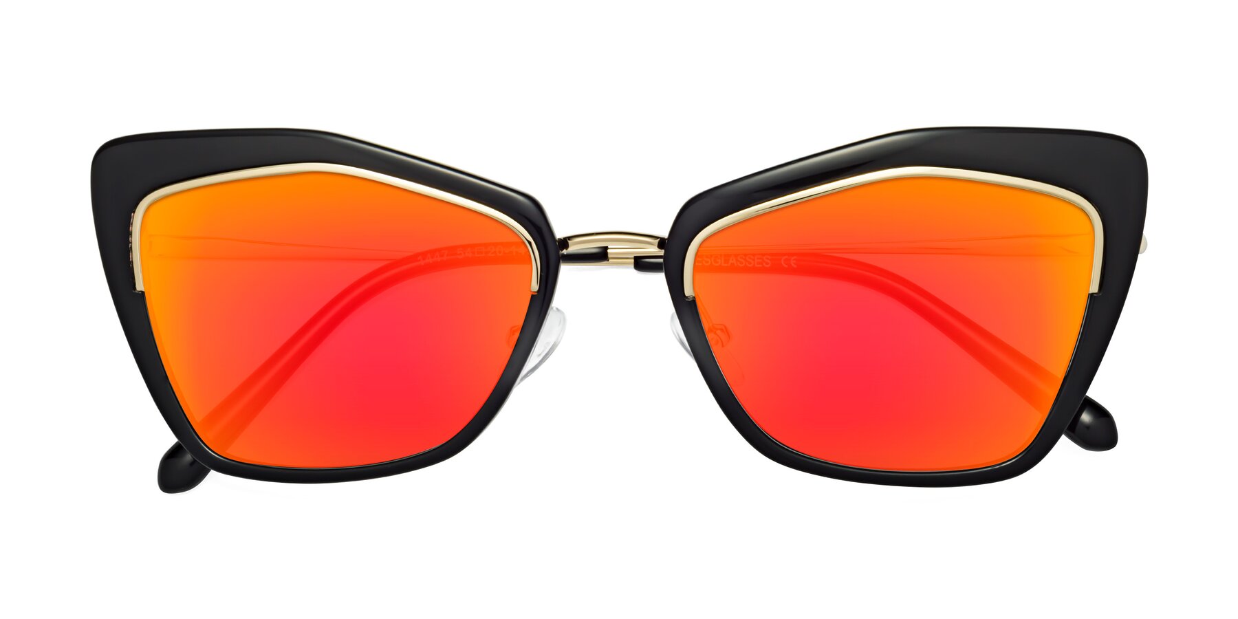 Folded Front of Lasso in Black with Red Gold Mirrored Lenses