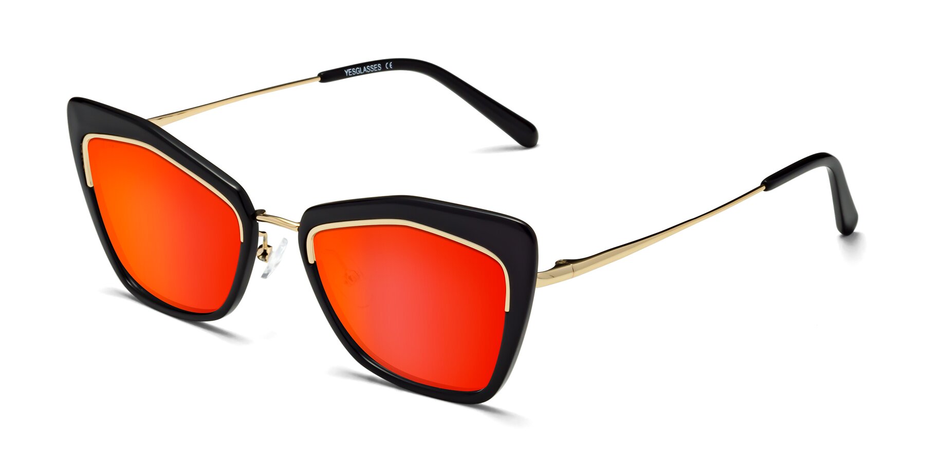 Angle of Lasso in Black with Red Gold Mirrored Lenses