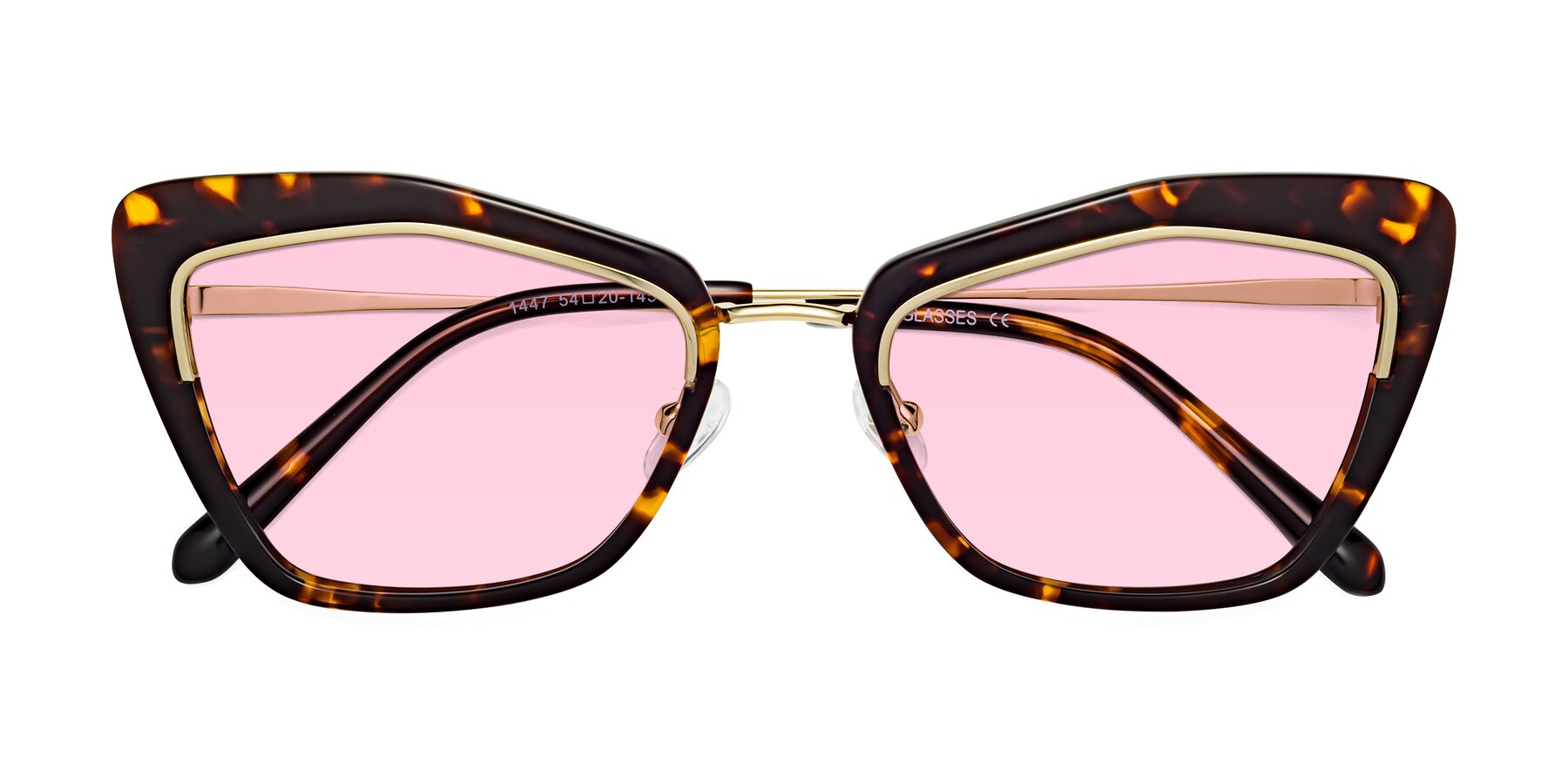 Folded Front of Lasso in Deep Tortoise with Light Pink Tinted Lenses