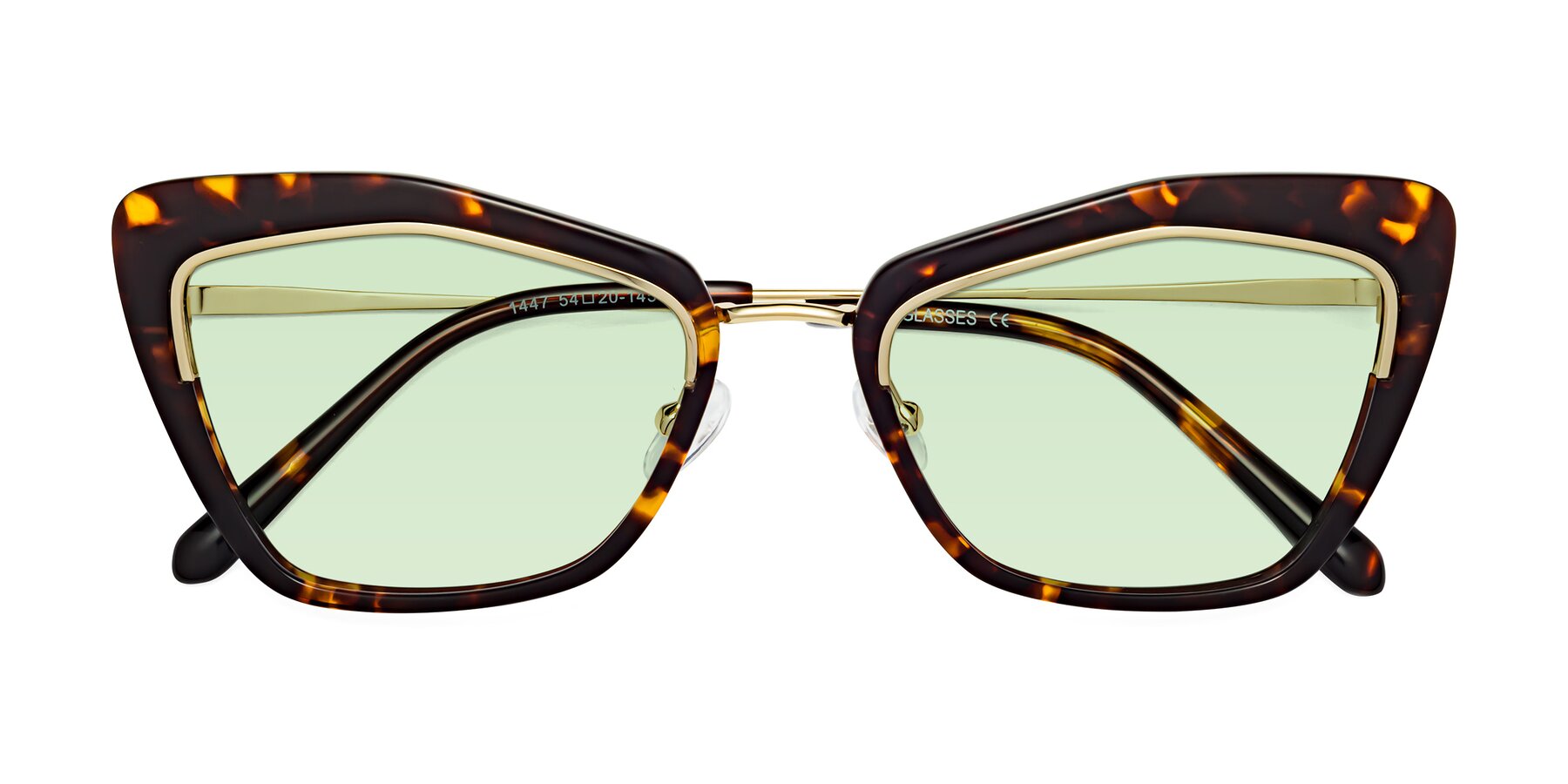 Folded Front of Lasso in Deep Tortoise with Light Green Tinted Lenses
