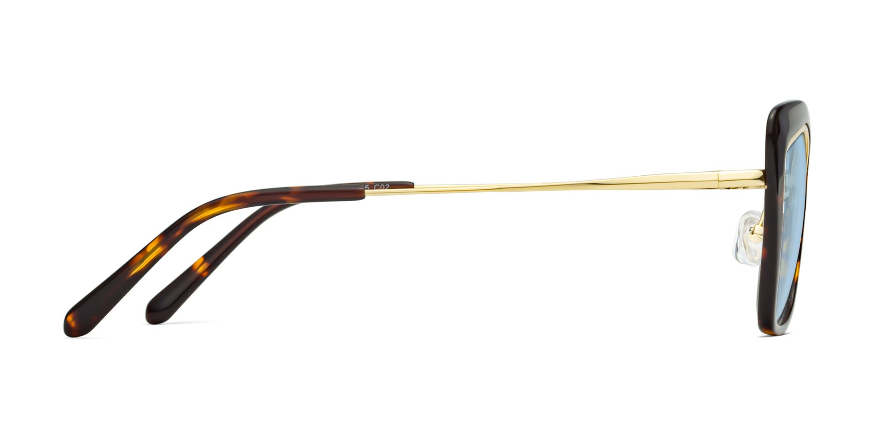 Side of Lasso in Deep Tortoise with Light Blue Tinted Lenses
