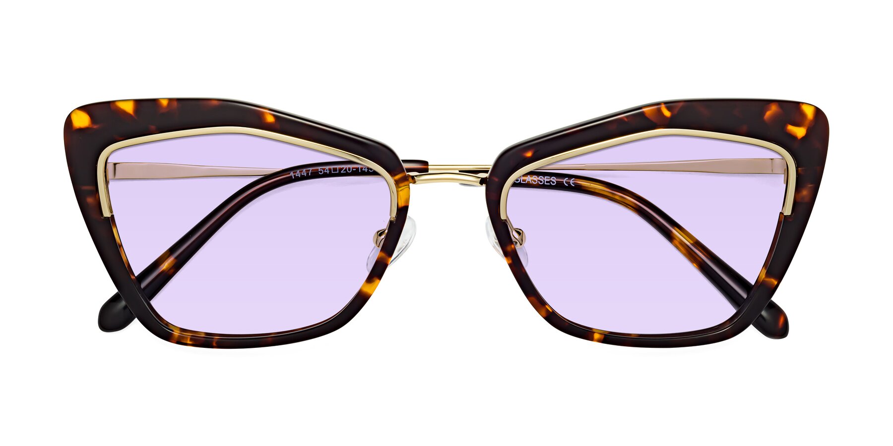 Folded Front of Lasso in Deep Tortoise with Light Purple Tinted Lenses