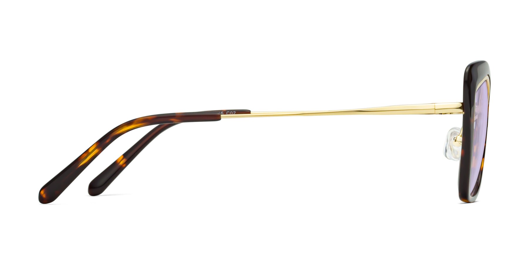 Side of Lasso in Deep Tortoise with Light Purple Tinted Lenses