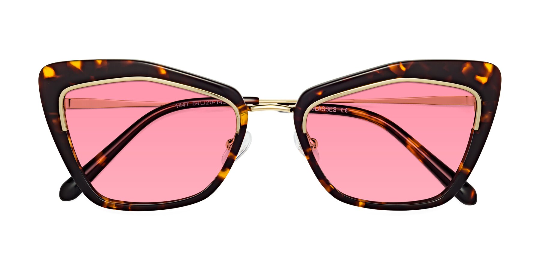 Folded Front of Lasso in Deep Tortoise with Pink Tinted Lenses