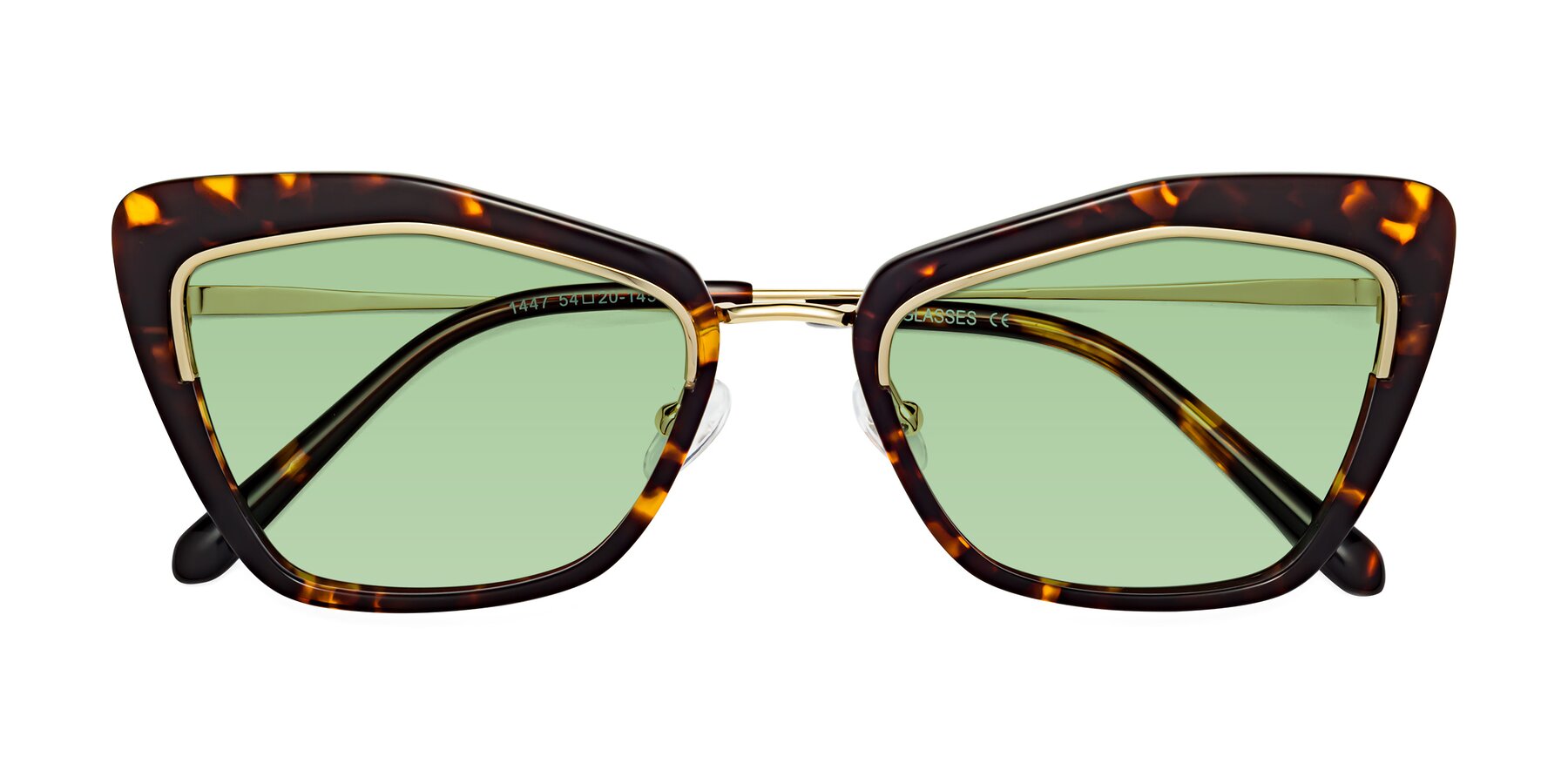 Folded Front of Lasso in Deep Tortoise with Medium Green Tinted Lenses