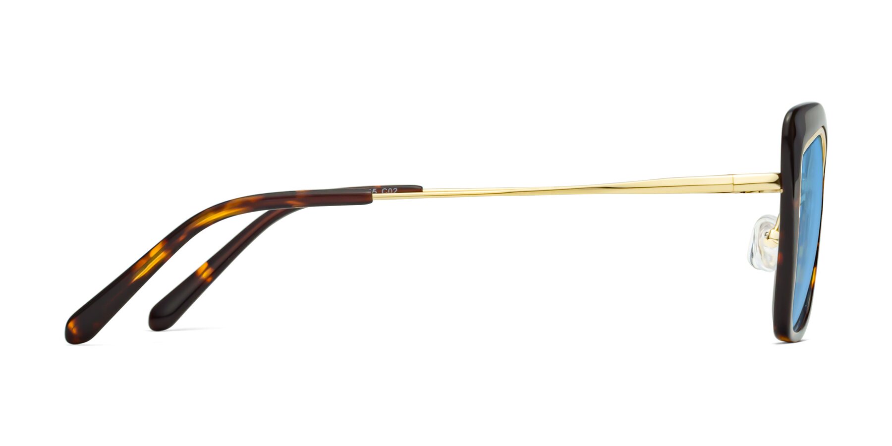 Side of Lasso in Deep Tortoise with Medium Blue Tinted Lenses