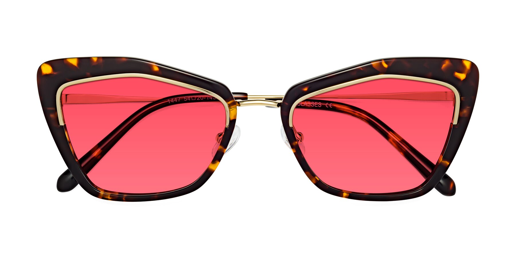 Folded Front of Lasso in Deep Tortoise with Red Tinted Lenses