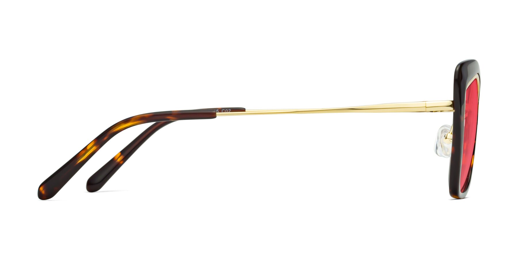Side of Lasso in Deep Tortoise with Red Tinted Lenses