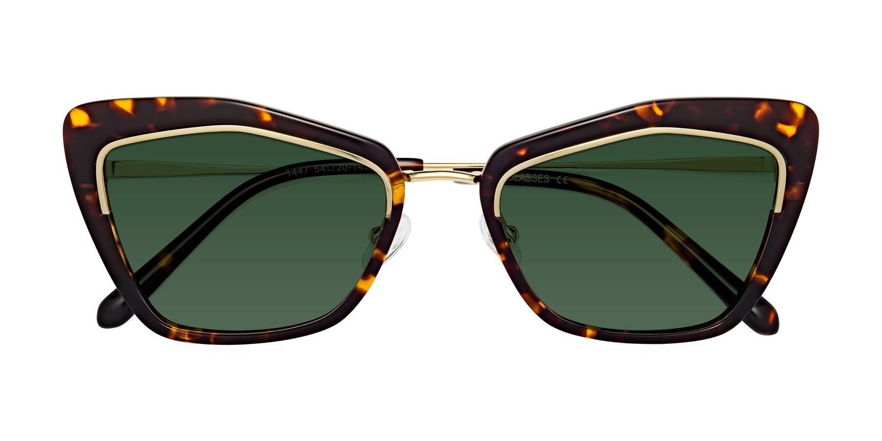 Folded Front of Lasso in Deep Tortoise with Green Tinted Lenses