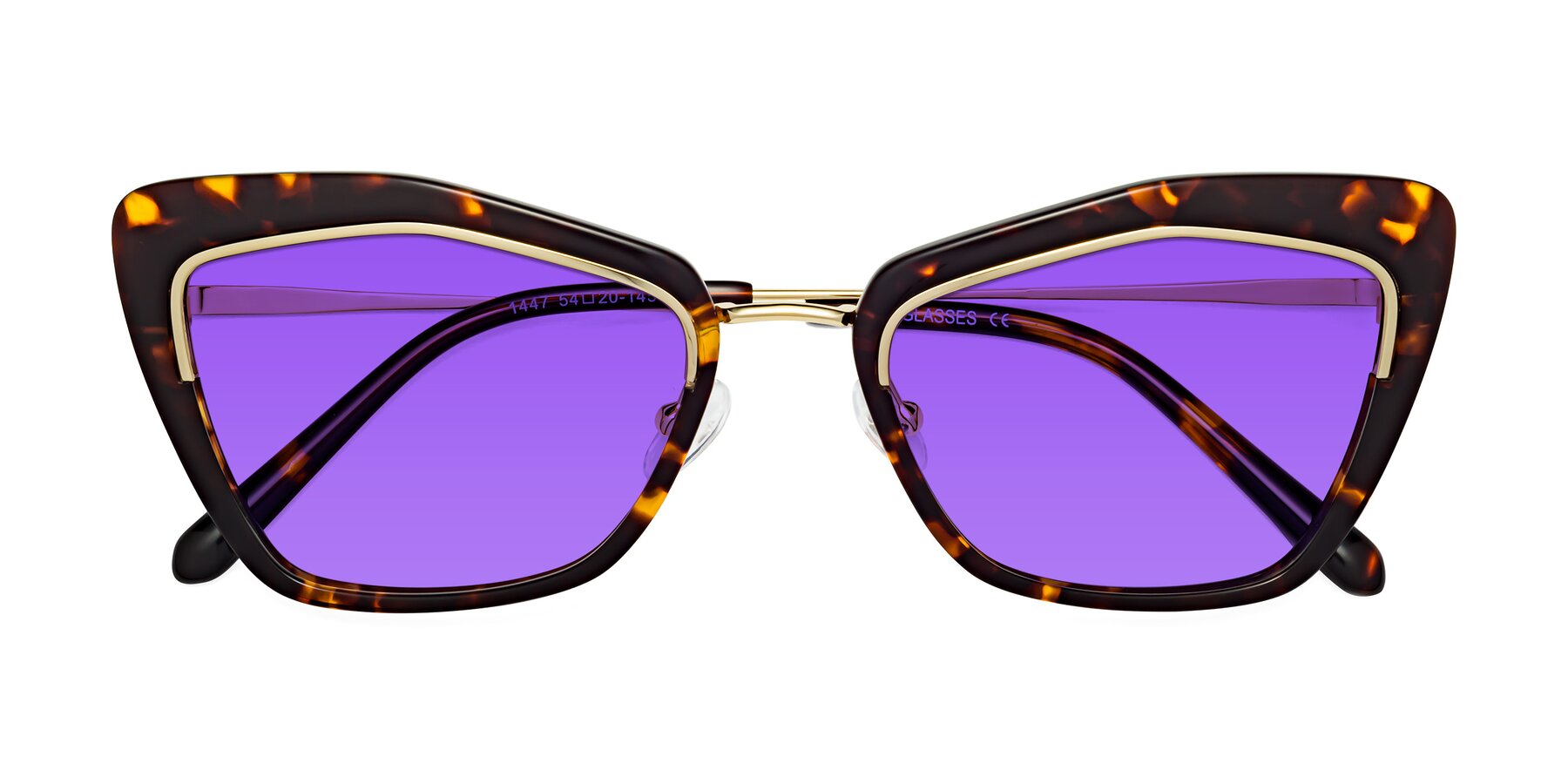 Folded Front of Lasso in Deep Tortoise with Purple Tinted Lenses