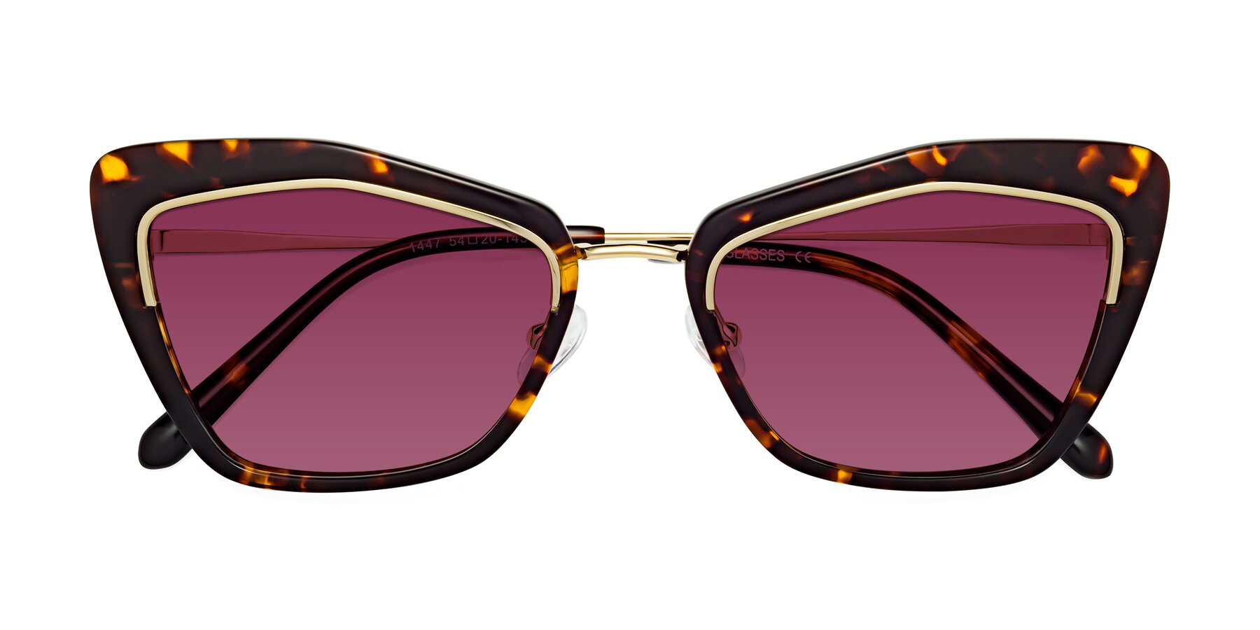 Folded Front of Lasso in Deep Tortoise with Wine Tinted Lenses