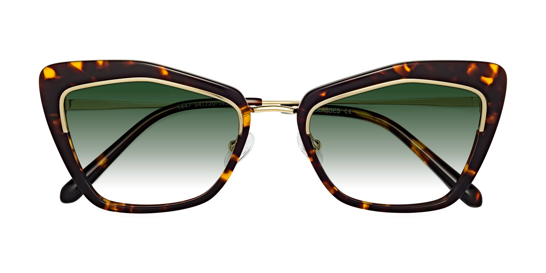 Folded Front of Lasso in Deep Tortoise with Green Gradient Lenses