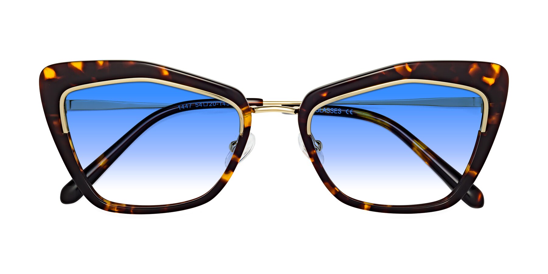 Folded Front of Lasso in Deep Tortoise with Blue Gradient Lenses