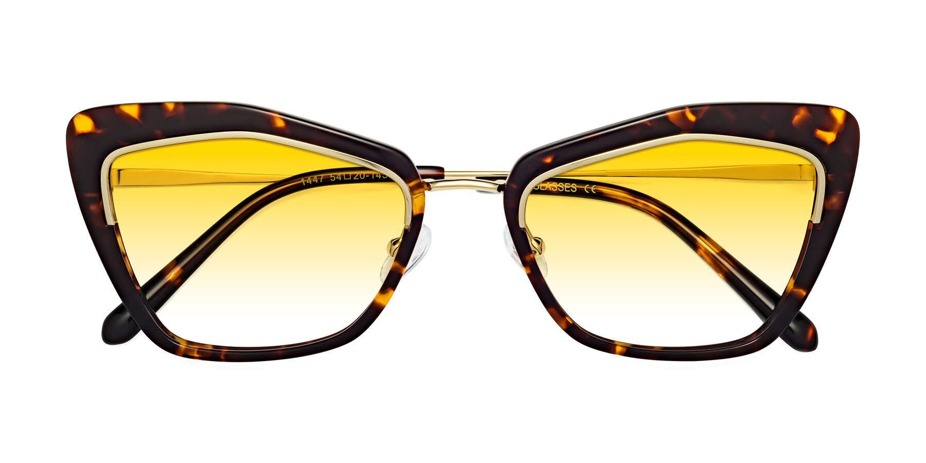 Folded Front of Lasso in Deep Tortoise with Yellow Gradient Lenses