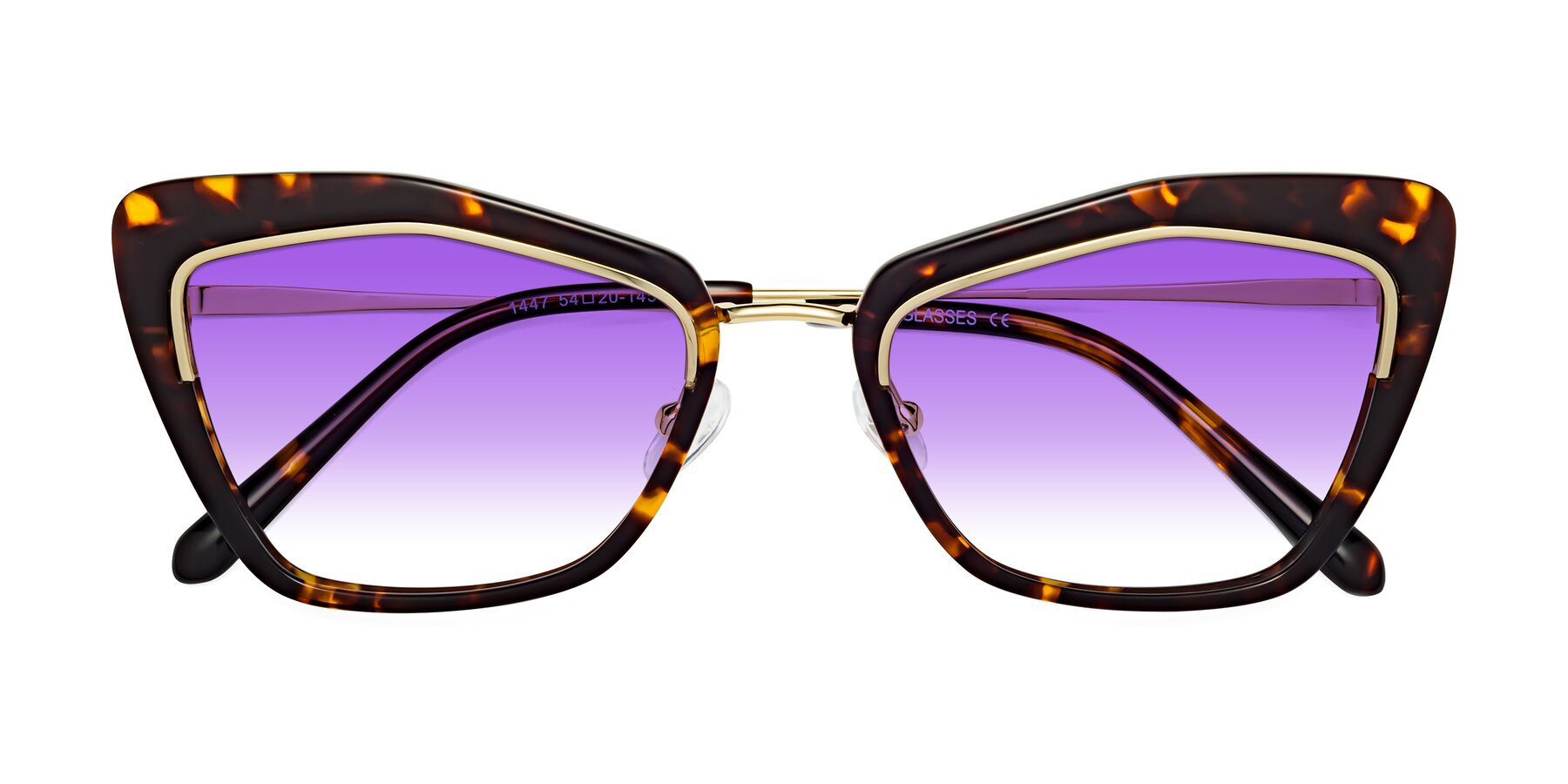 Folded Front of Lasso in Deep Tortoise with Purple Gradient Lenses