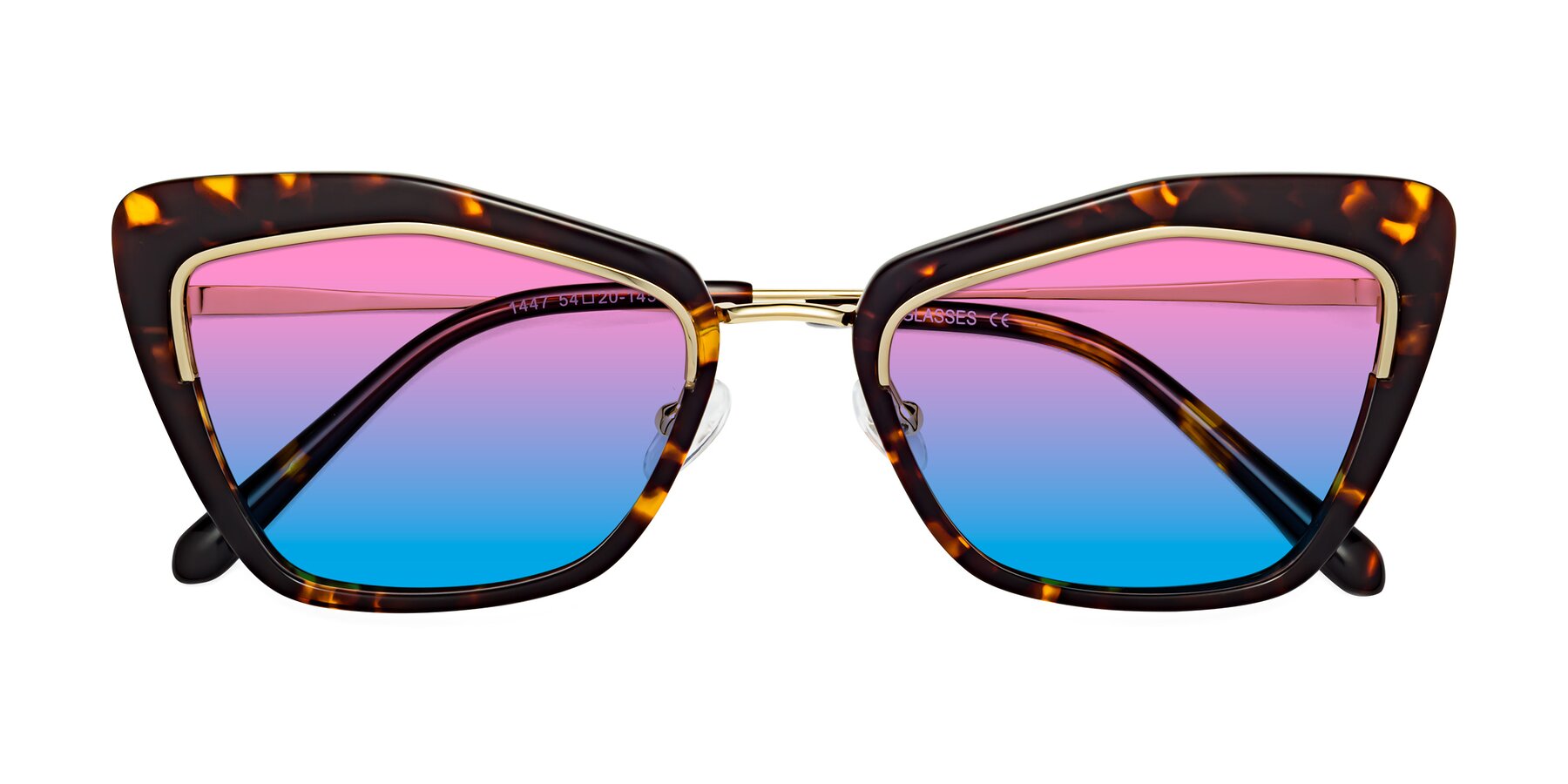 Folded Front of Lasso in Deep Tortoise with Pink / Blue Gradient Lenses