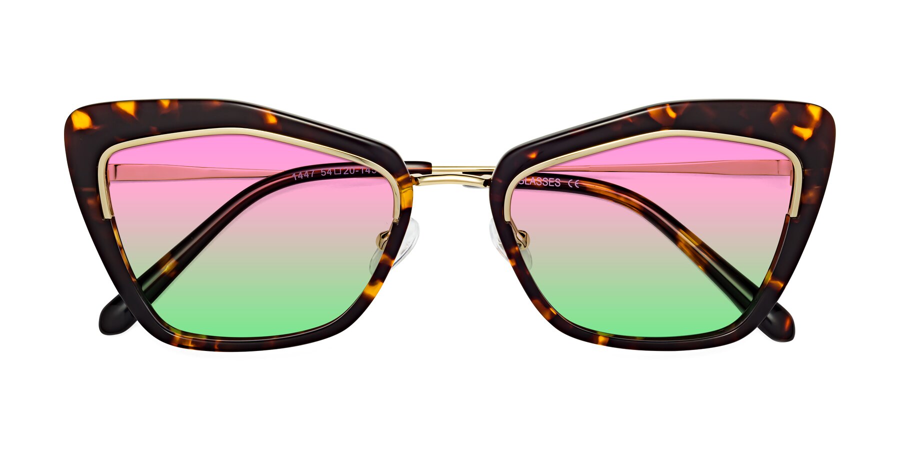 Folded Front of Lasso in Deep Tortoise with Pink / Green Gradient Lenses