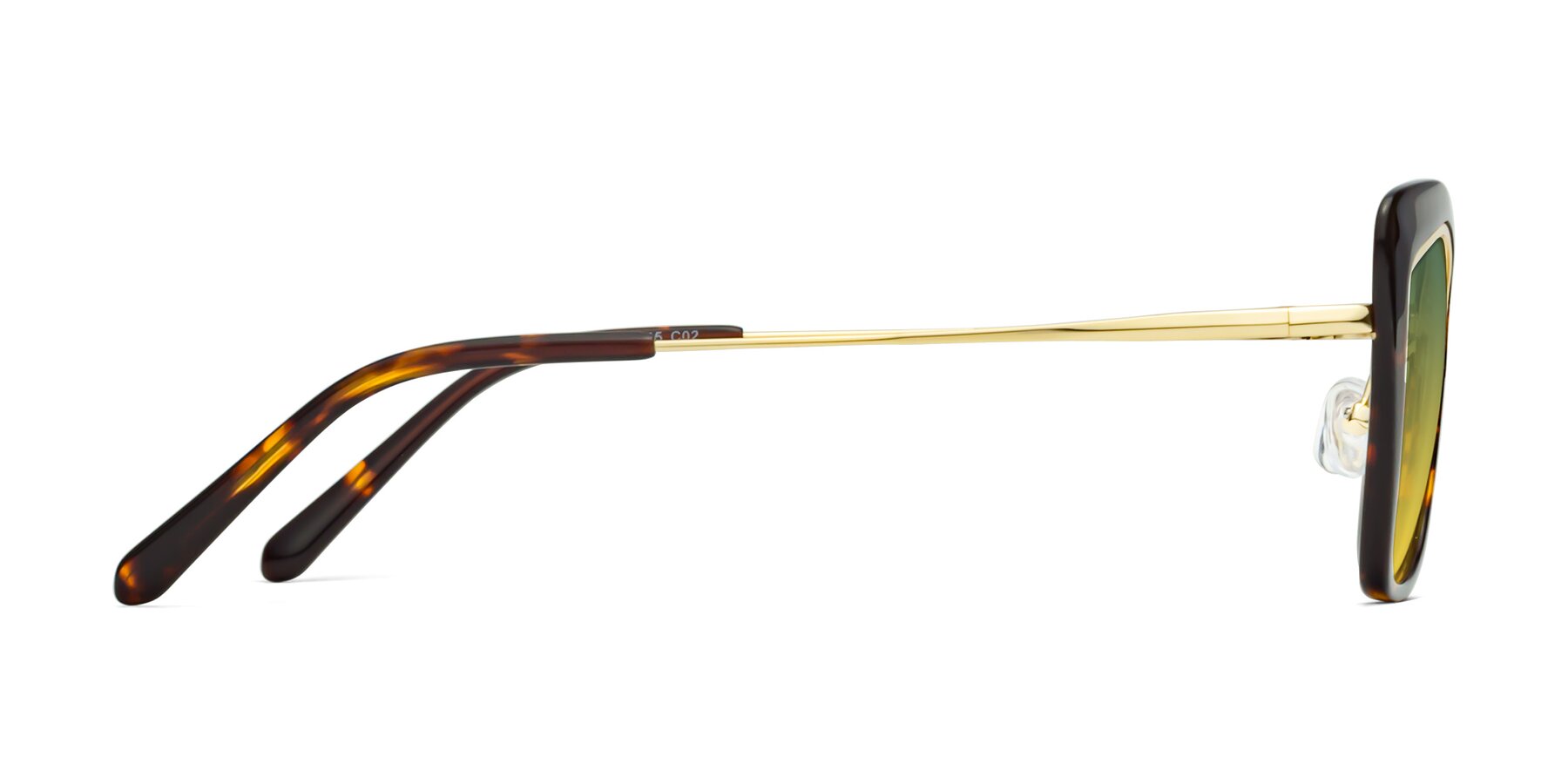 Side of Lasso in Deep Tortoise with Green / Yellow Gradient Lenses