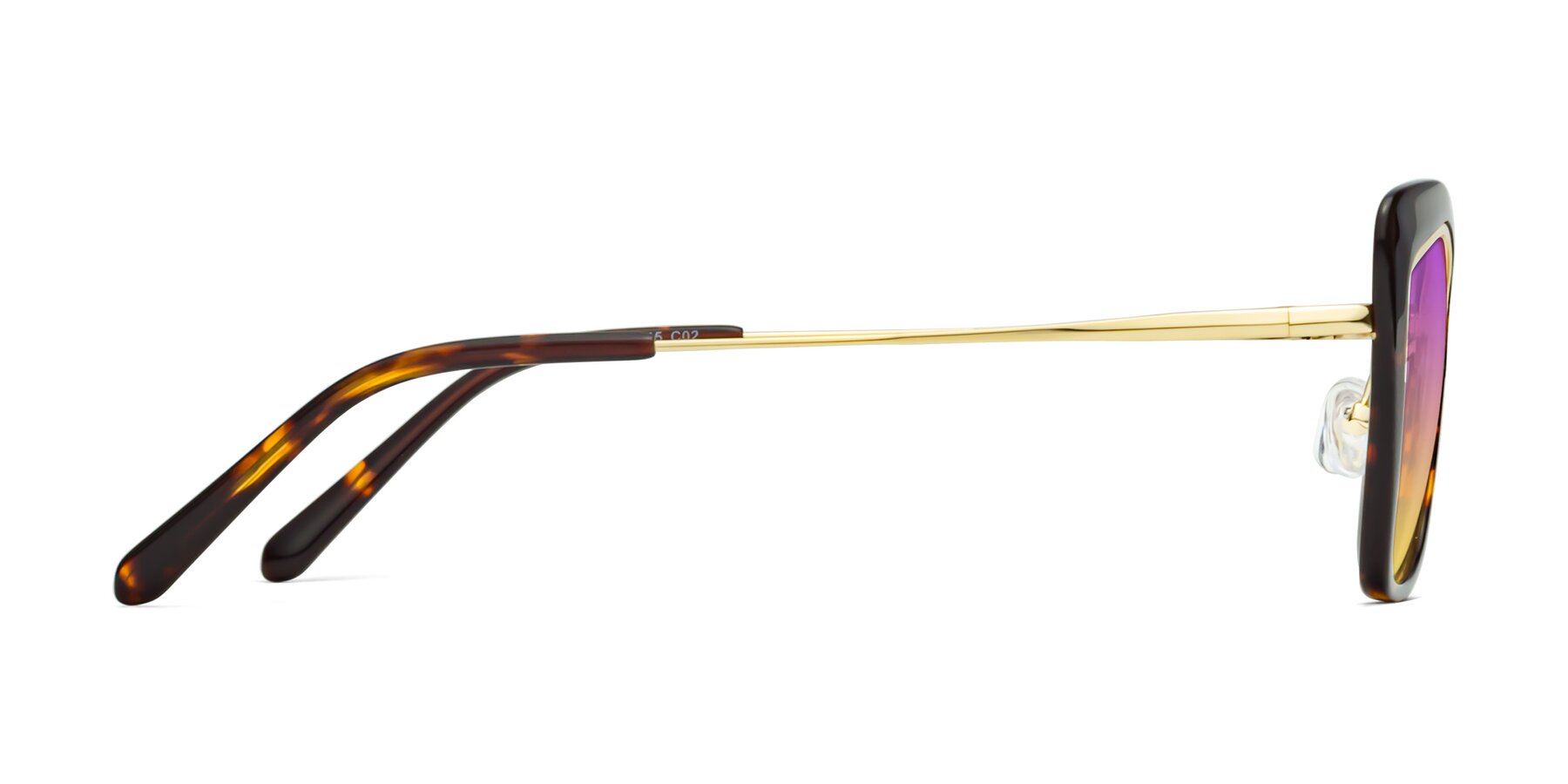 Side of Lasso in Deep Tortoise with Purple / Yellow Gradient Lenses