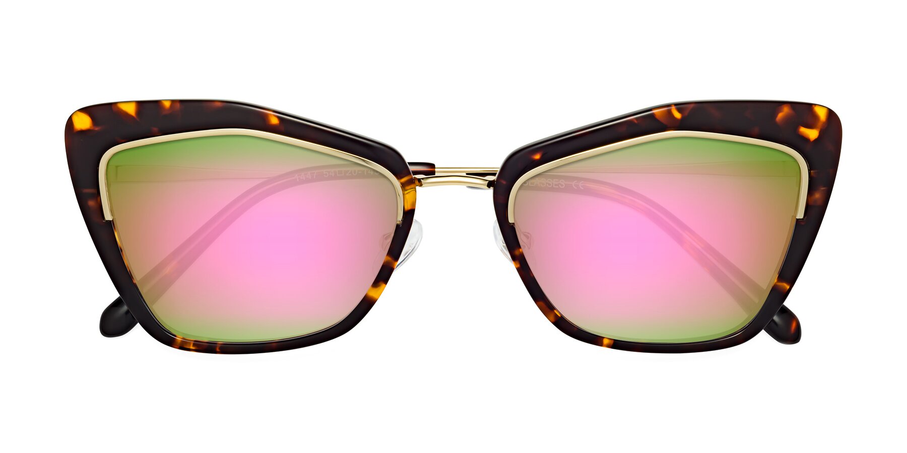 Folded Front of Lasso in Deep Tortoise with Pink Mirrored Lenses