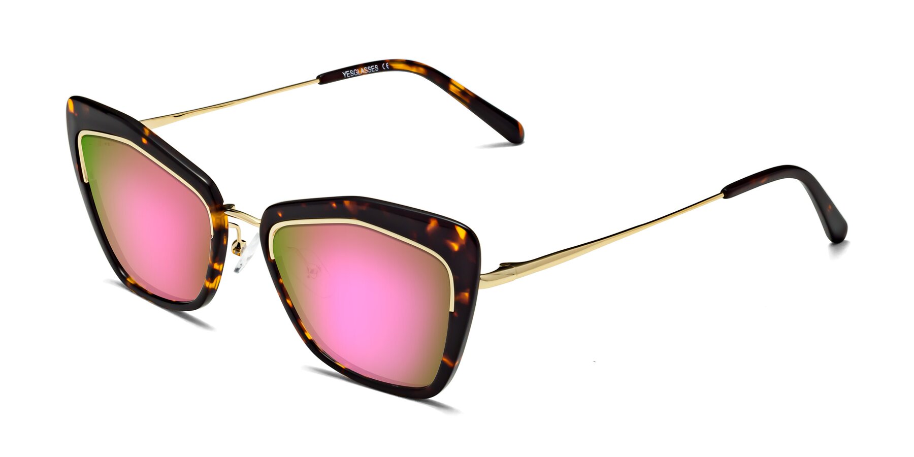 Angle of Lasso in Deep Tortoise with Pink Mirrored Lenses