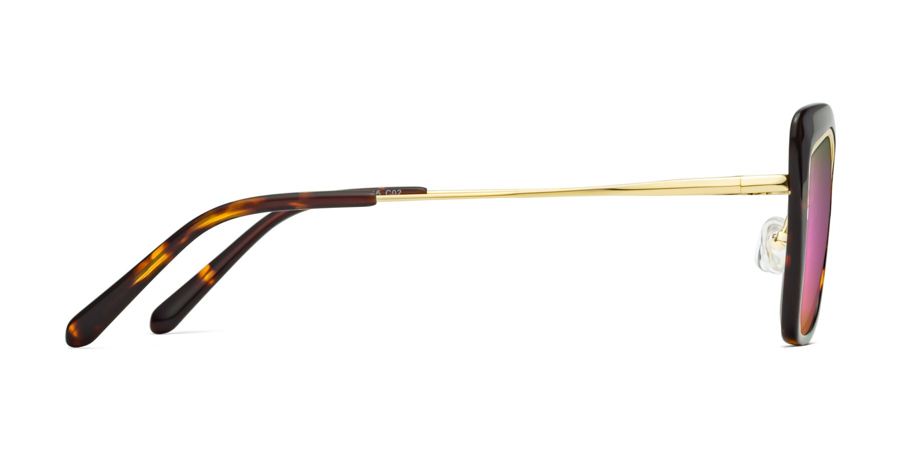 Side of Lasso in Deep Tortoise with Pink Mirrored Lenses