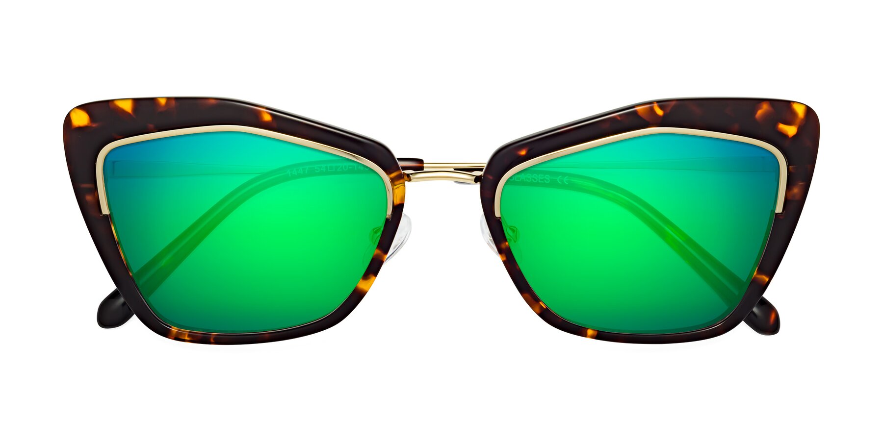 Folded Front of Lasso in Deep Tortoise with Green Mirrored Lenses