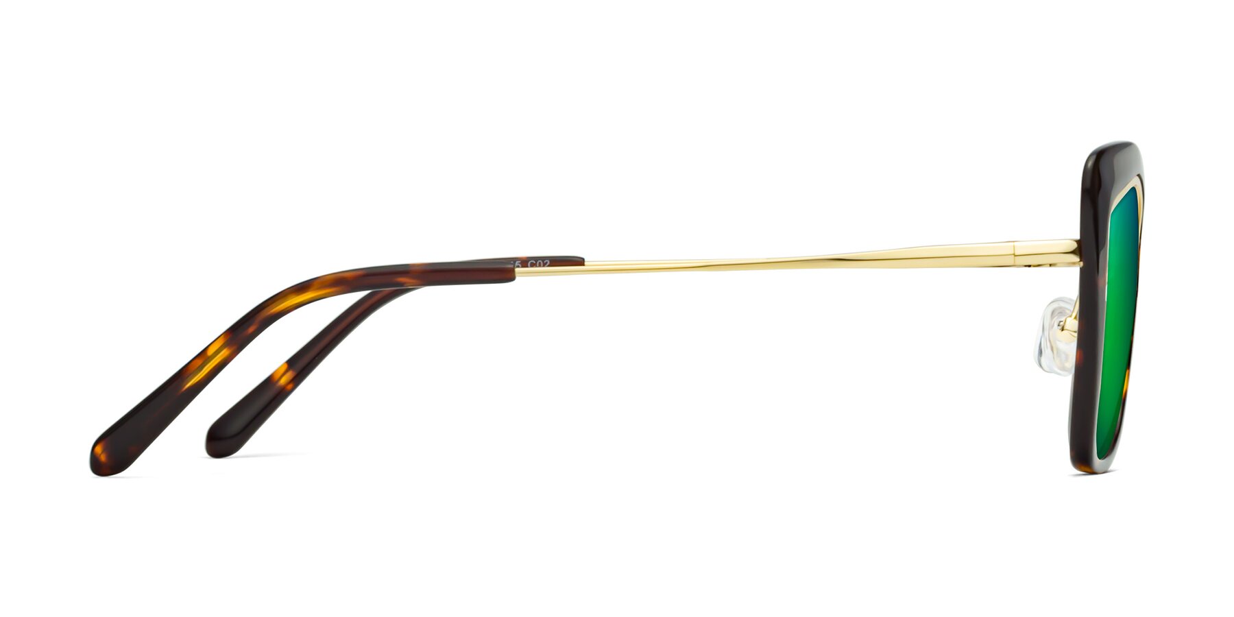 Side of Lasso in Deep Tortoise with Green Mirrored Lenses