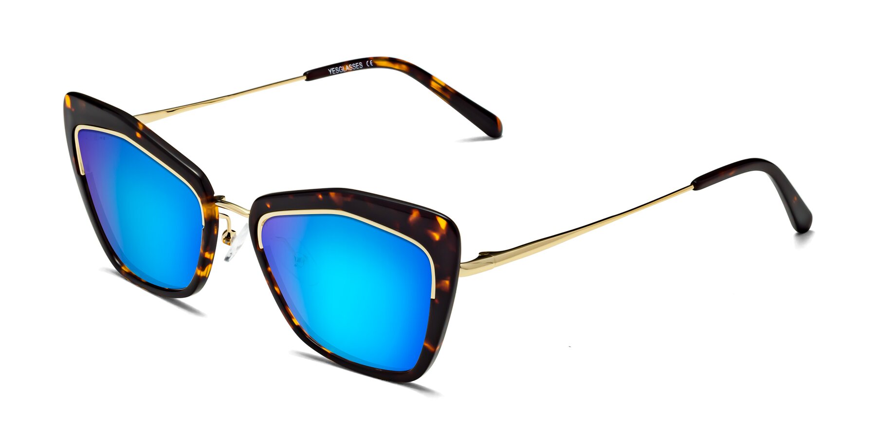 Angle of Lasso in Deep Tortoise with Blue Mirrored Lenses