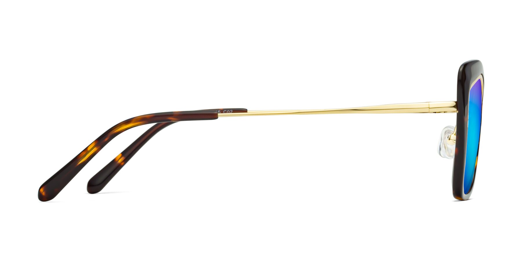 Side of Lasso in Deep Tortoise with Blue Mirrored Lenses
