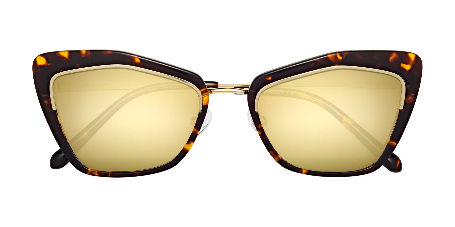 Folded Front of Lasso in Deep Tortoise with Gold Mirrored Lenses