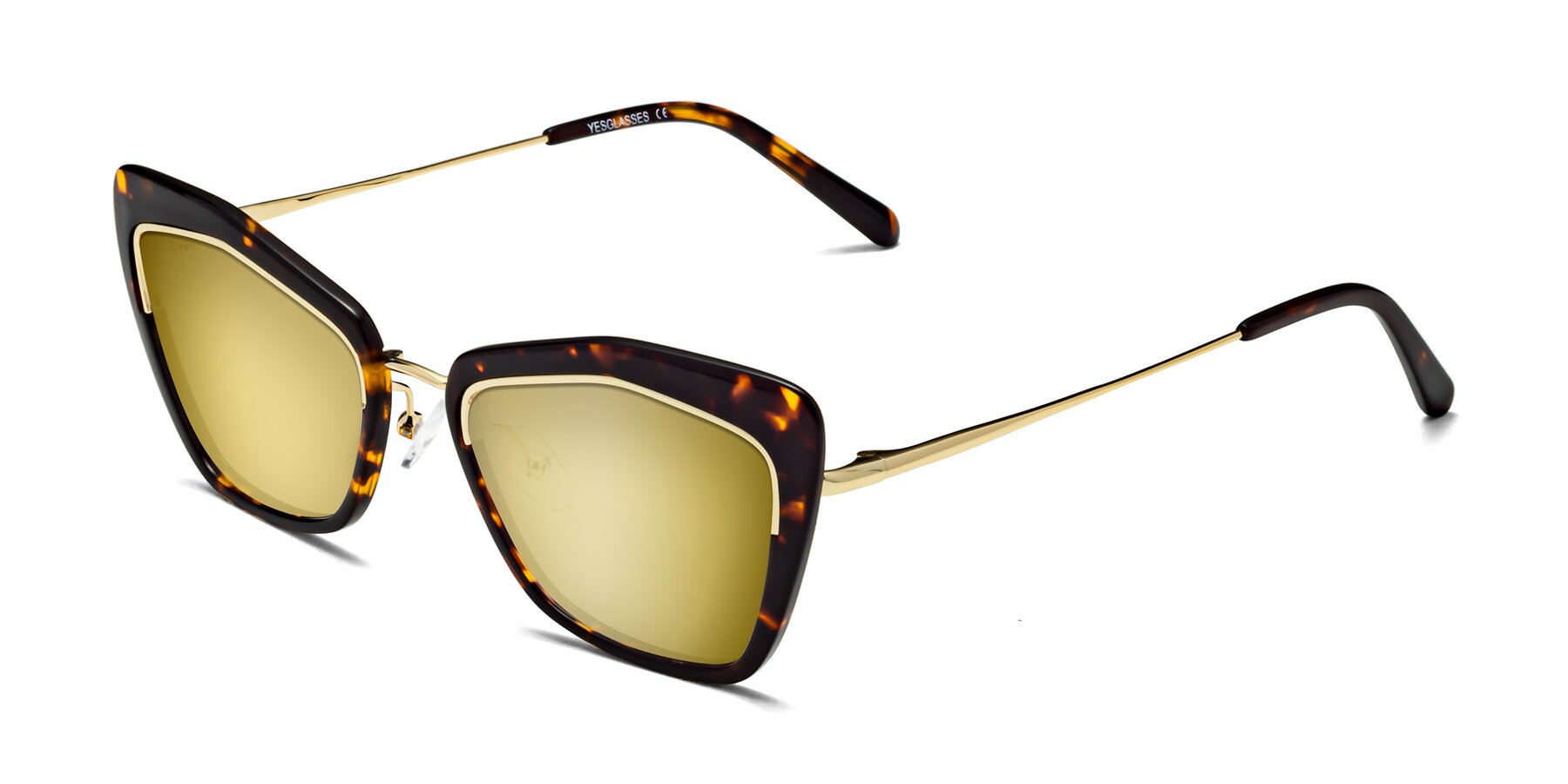 Angle of Lasso in Deep Tortoise with Gold Mirrored Lenses