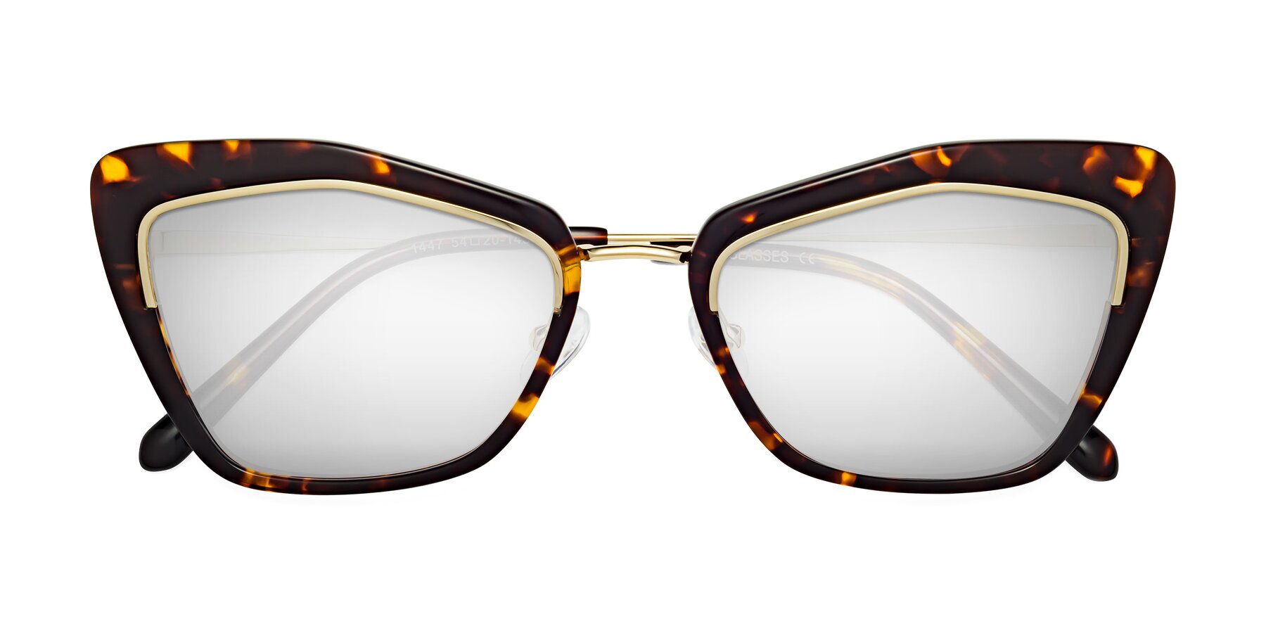 Folded Front of Lasso in Deep Tortoise with Silver Mirrored Lenses