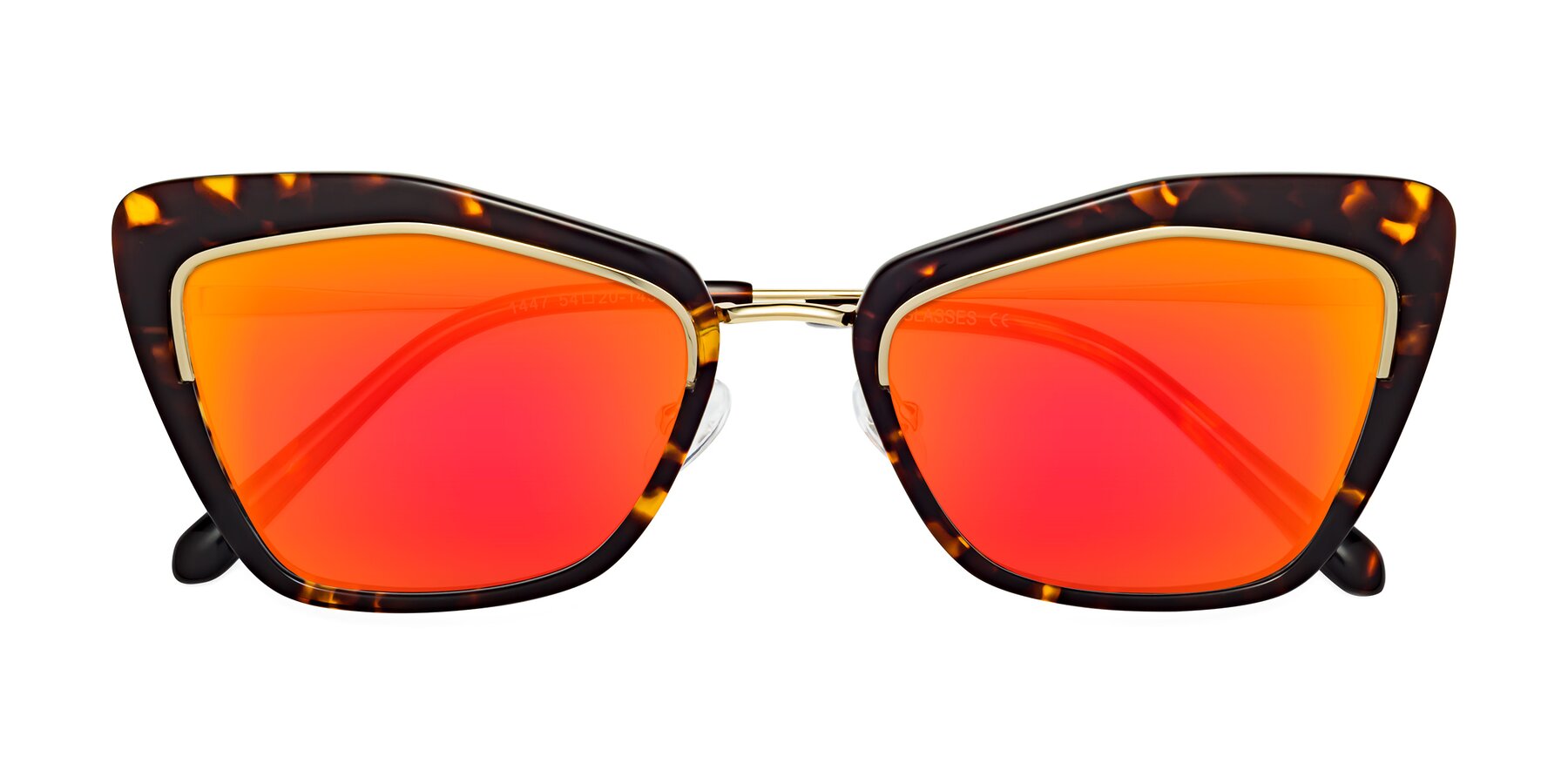 Folded Front of Lasso in Deep Tortoise with Red Gold Mirrored Lenses