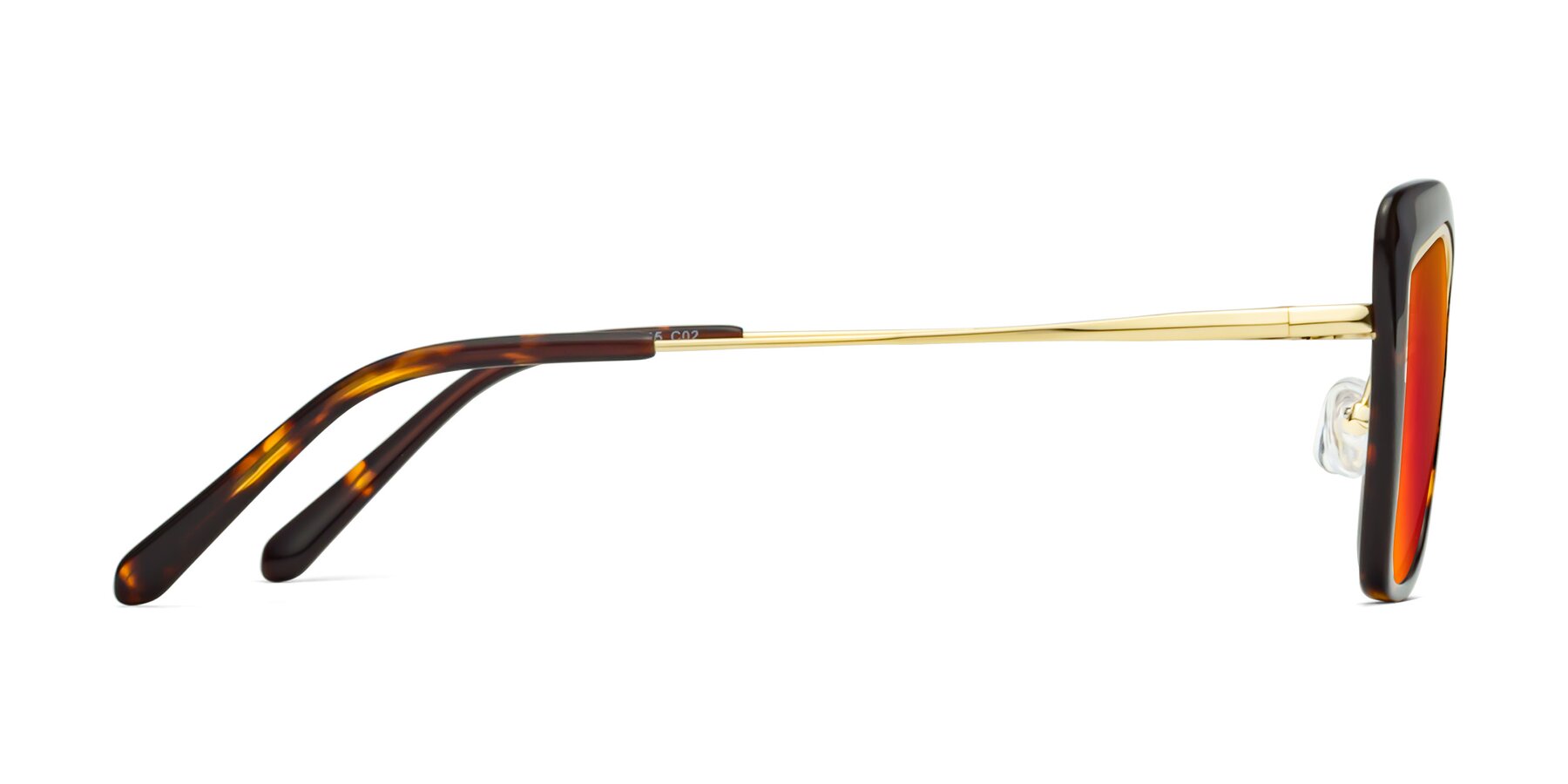 Side of Lasso in Deep Tortoise with Red Gold Mirrored Lenses