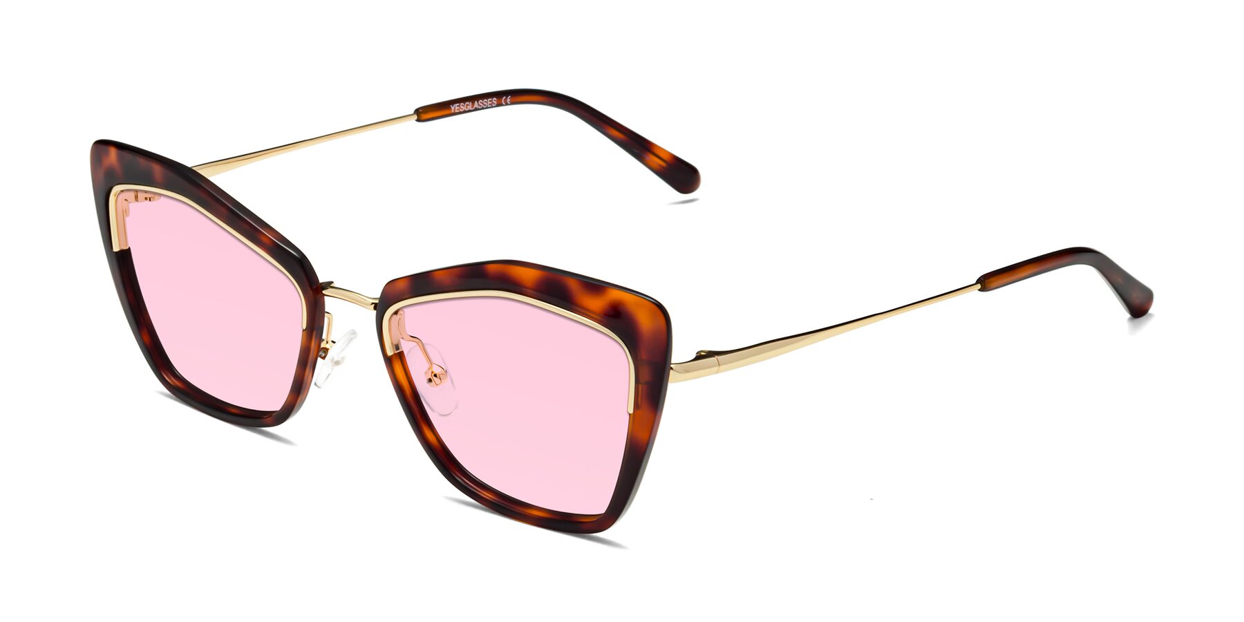 Angle of Lasso in Light Tortoise with Light Pink Tinted Lenses