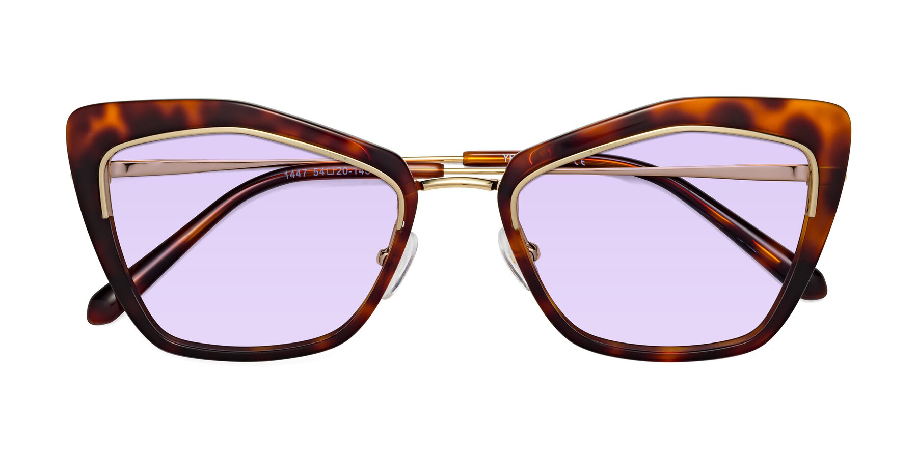 Folded Front of Lasso in Light Tortoise with Light Purple Tinted Lenses
