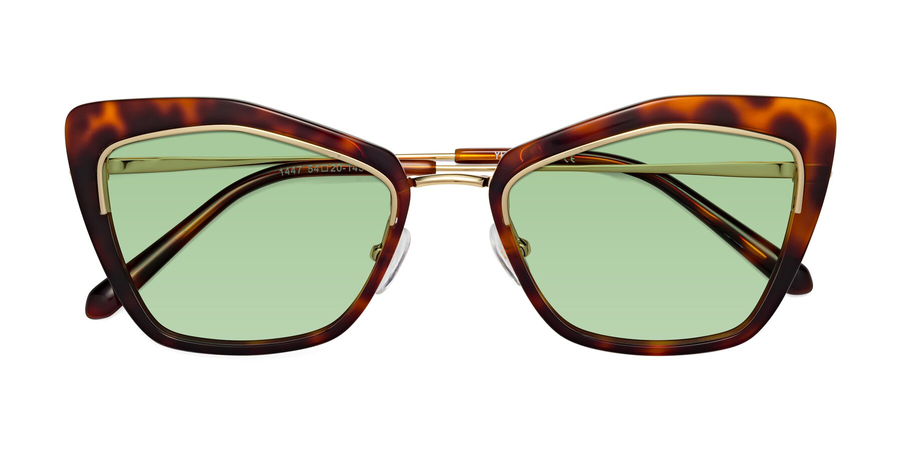Folded Front of Lasso in Light Tortoise with Medium Green Tinted Lenses