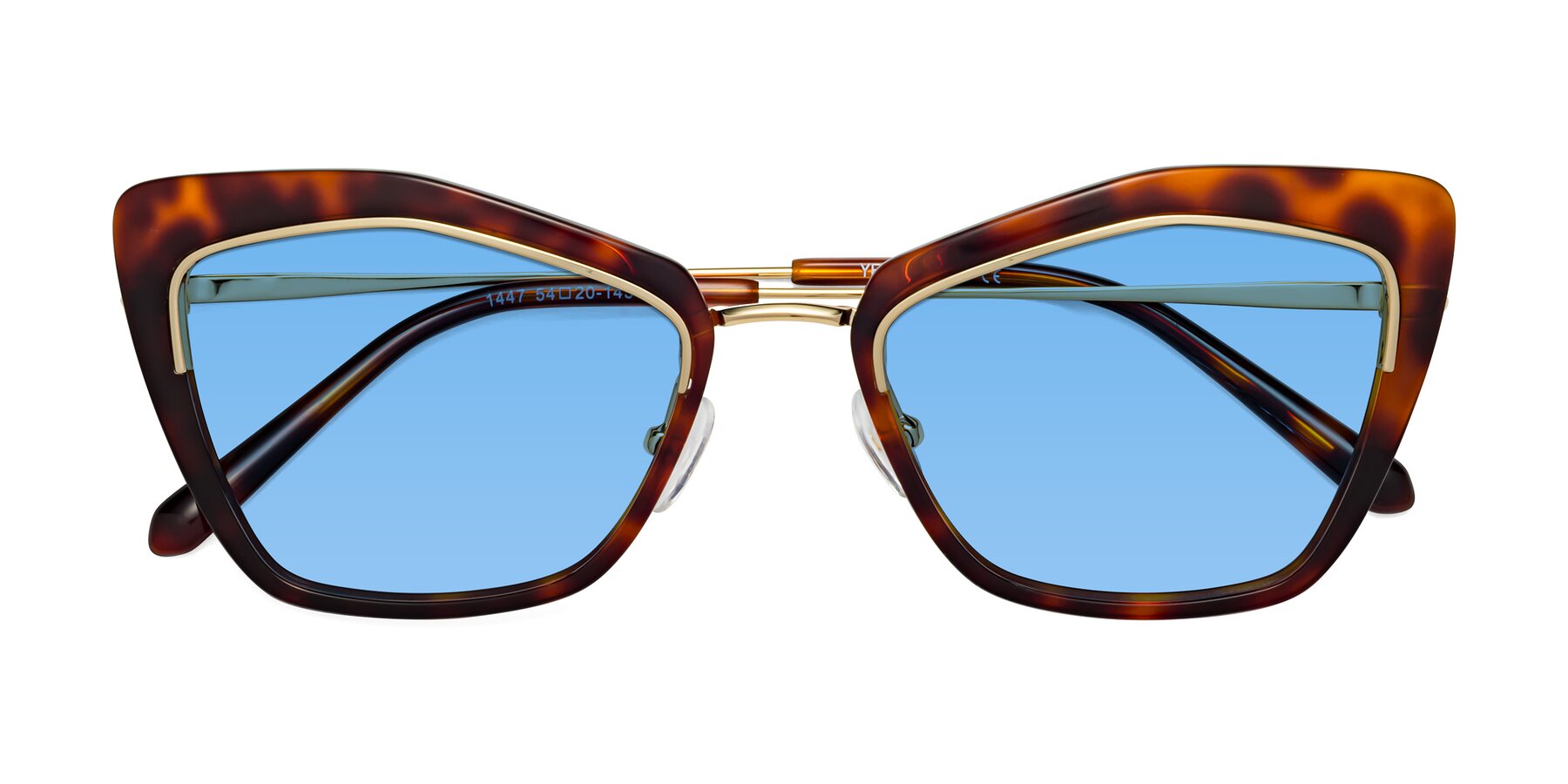 Folded Front of Lasso in Light Tortoise with Medium Blue Tinted Lenses