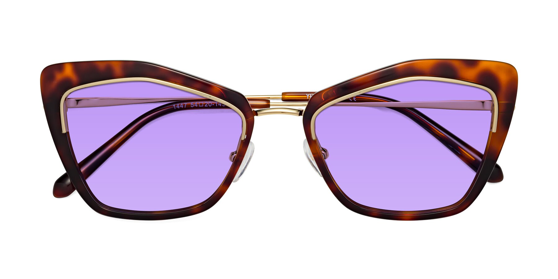 Folded Front of Lasso in Light Tortoise with Medium Purple Tinted Lenses