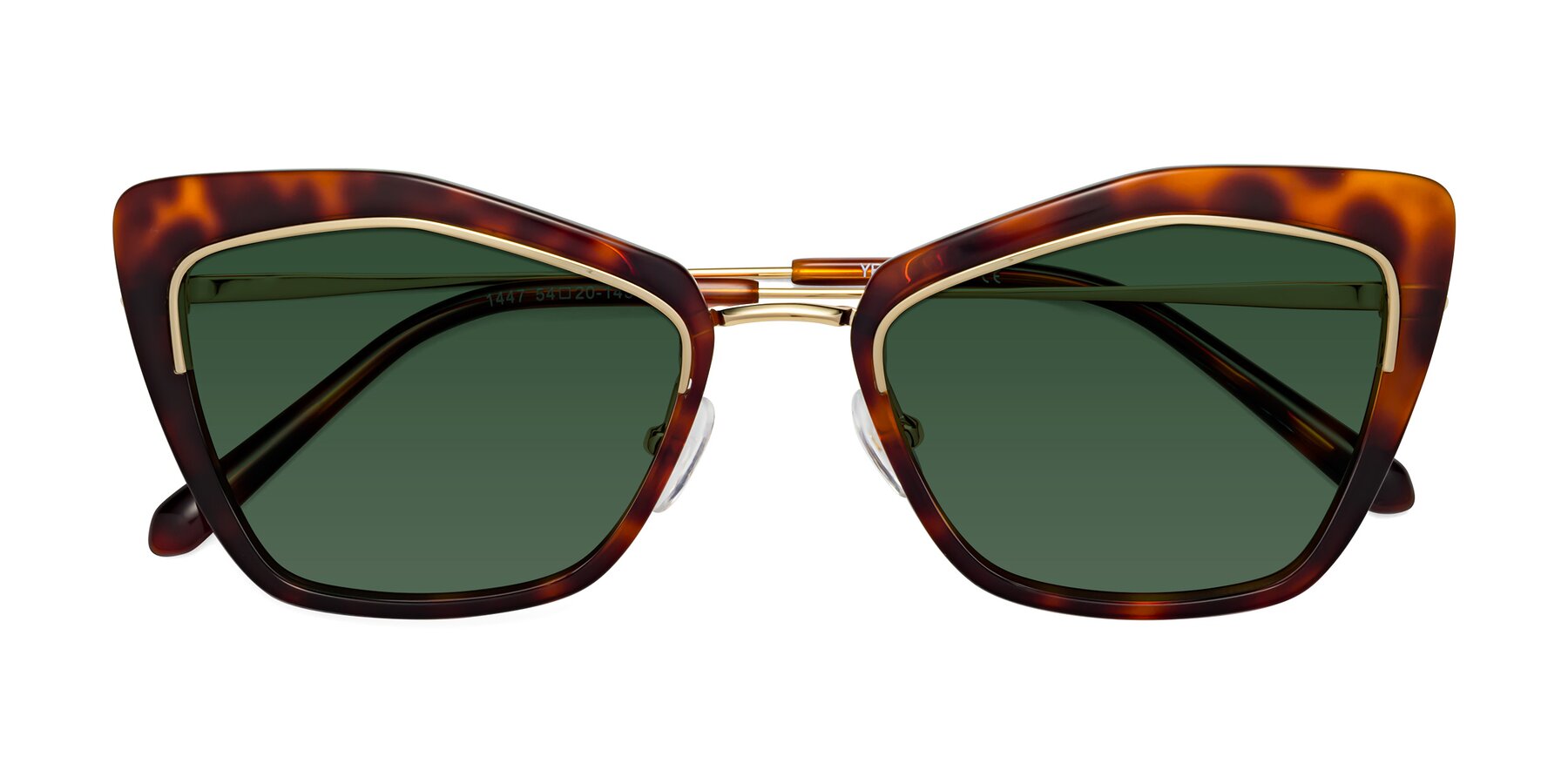 Folded Front of Lasso in Light Tortoise with Green Tinted Lenses