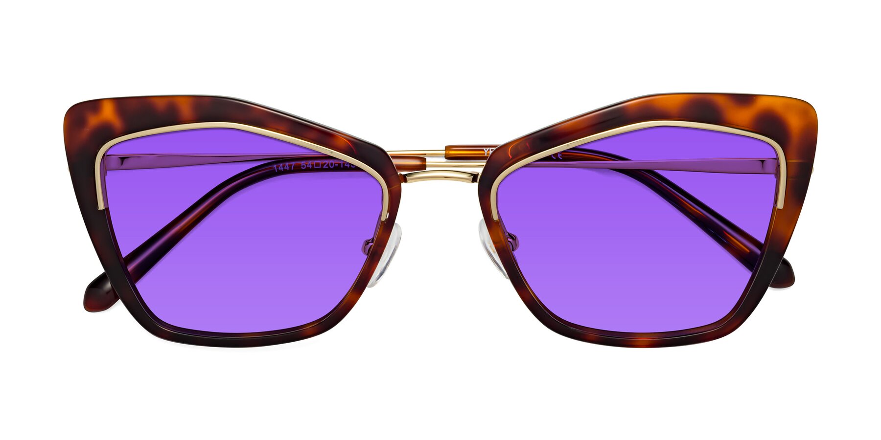 Folded Front of Lasso in Light Tortoise with Purple Tinted Lenses