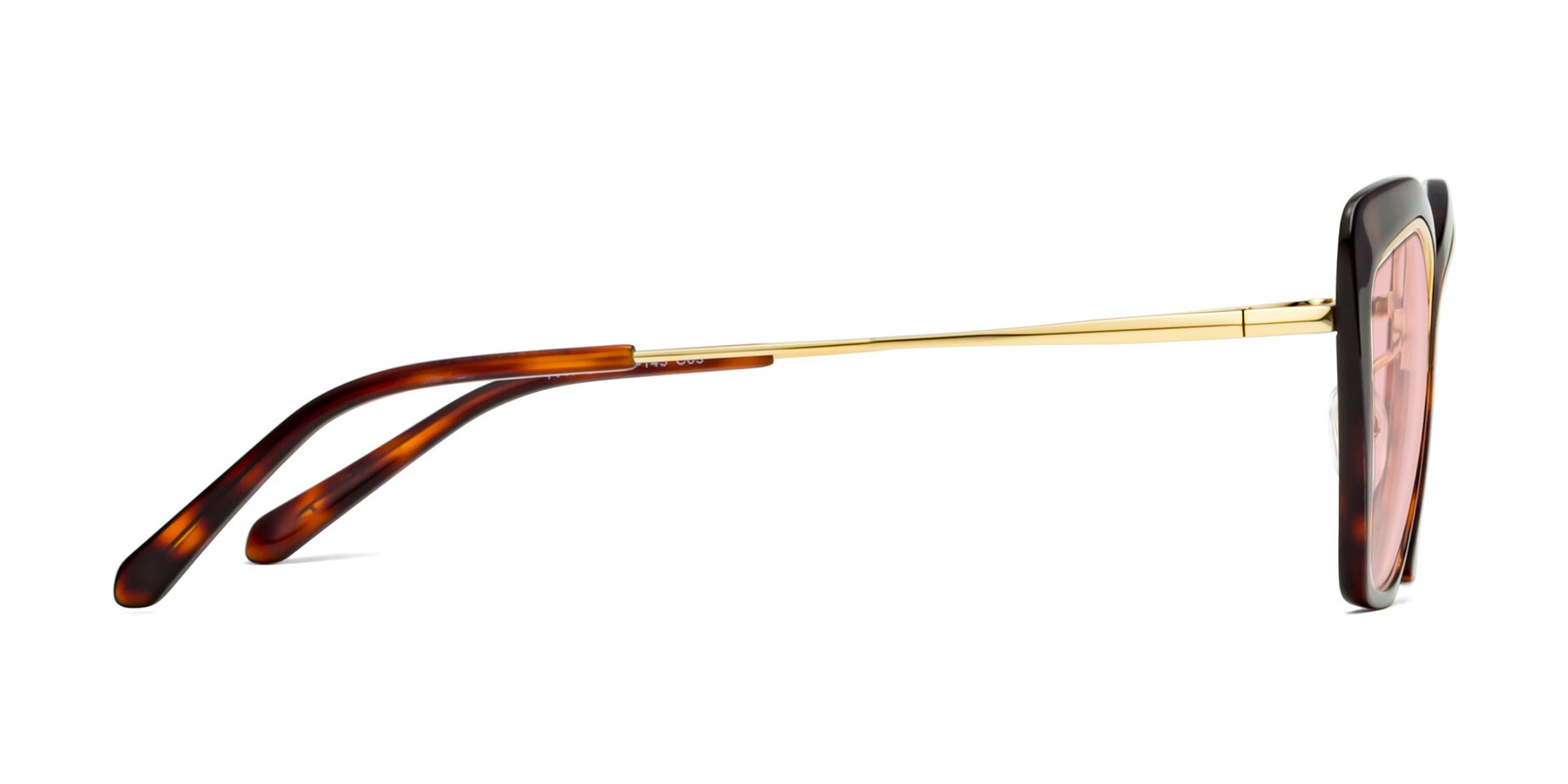 Side of Lasso in Light Tortoise with Light Garnet Tinted Lenses