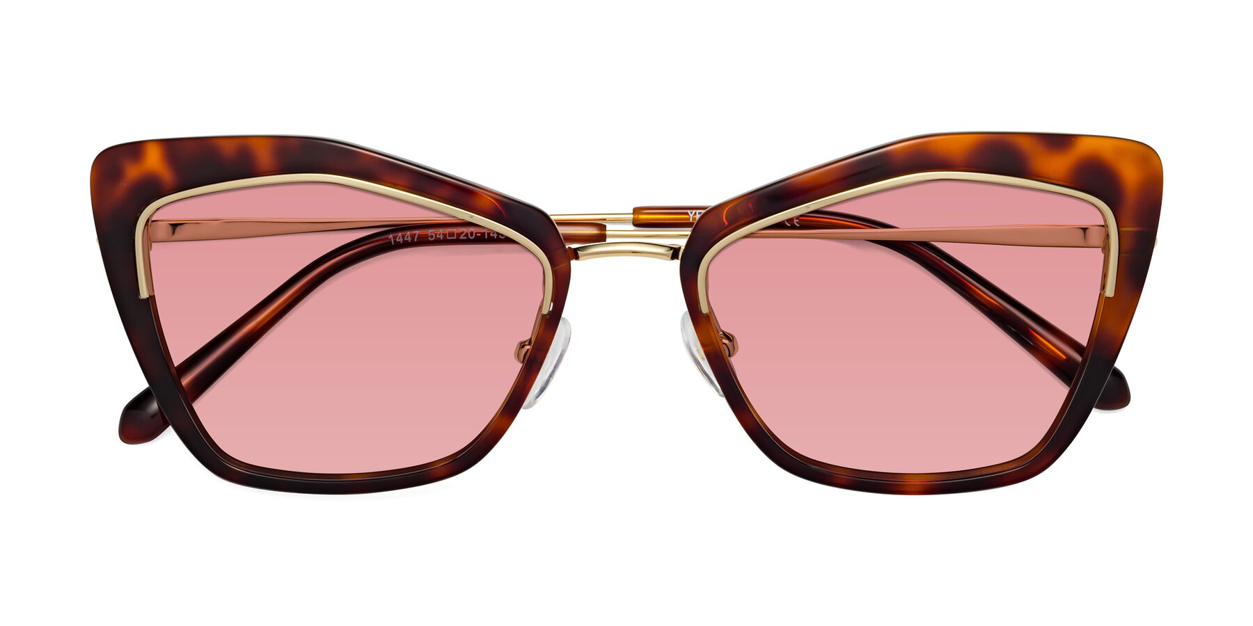 Folded Front of Lasso in Light Tortoise with Medium Garnet Tinted Lenses