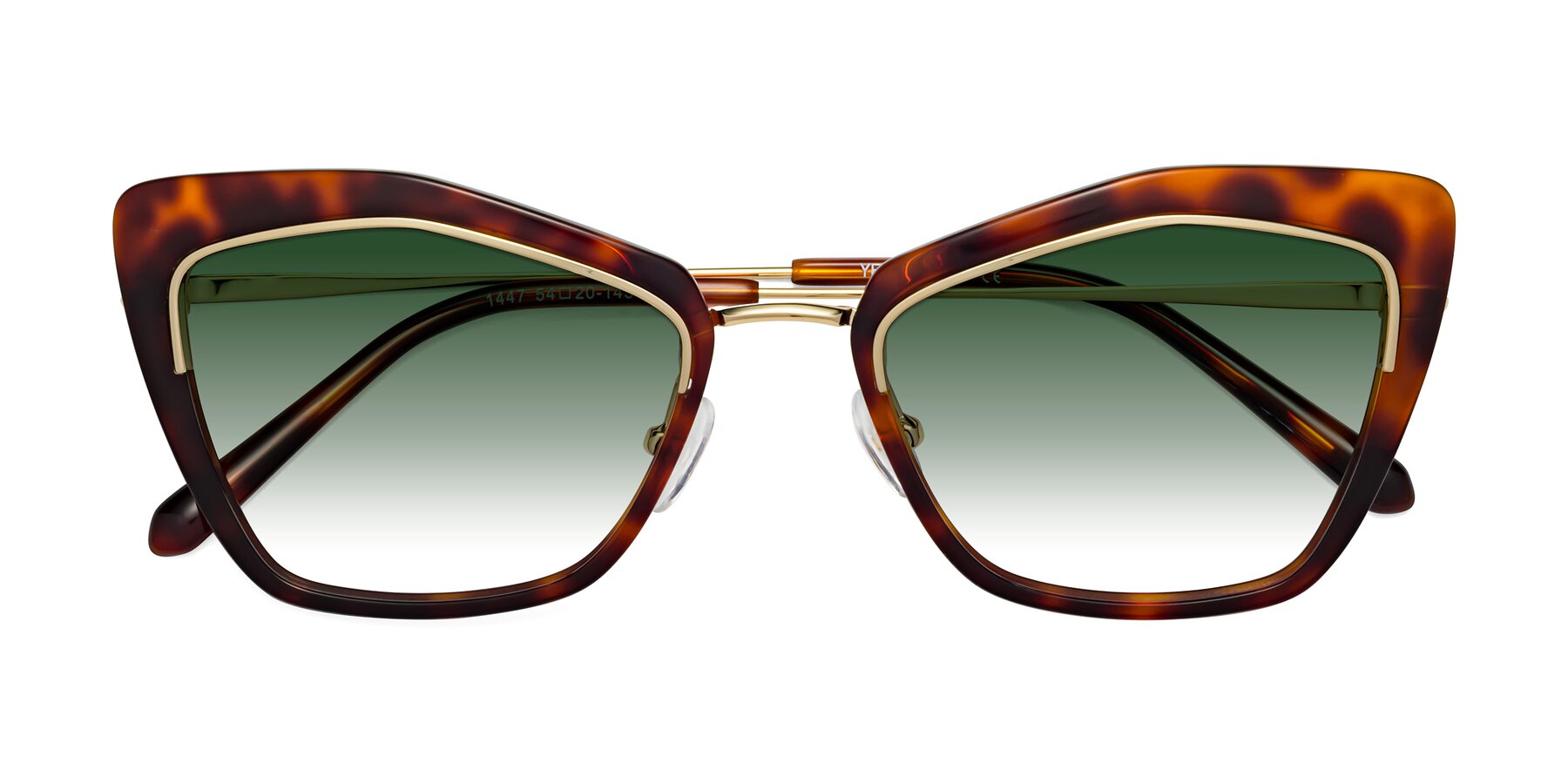 Folded Front of Lasso in Light Tortoise with Green Gradient Lenses